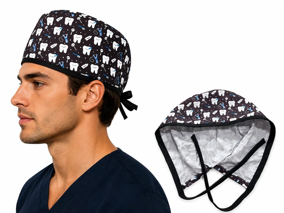 Reusable men's scrub caps with a comfortable close fit